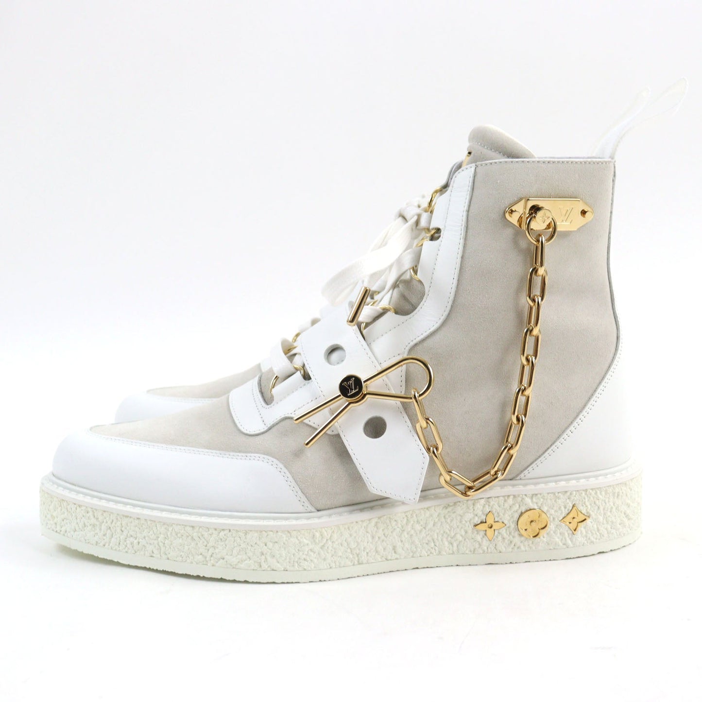 LOUIS VUITTON Ankle boots 1A54CP leather White beige LV Creeper Line 8