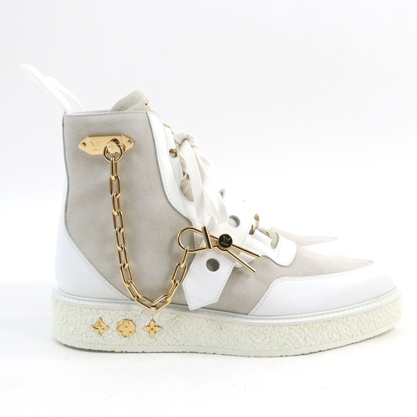 LOUIS VUITTON Ankle boots 1A54CP leather White beige LV Creeper Line 8