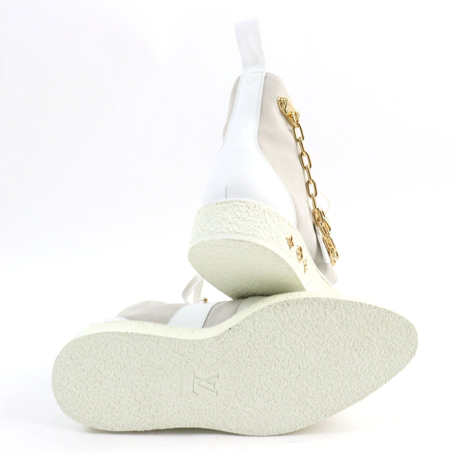 LOUIS VUITTON Ankle boots 1A54CP leather White beige LV Creeper Line 8