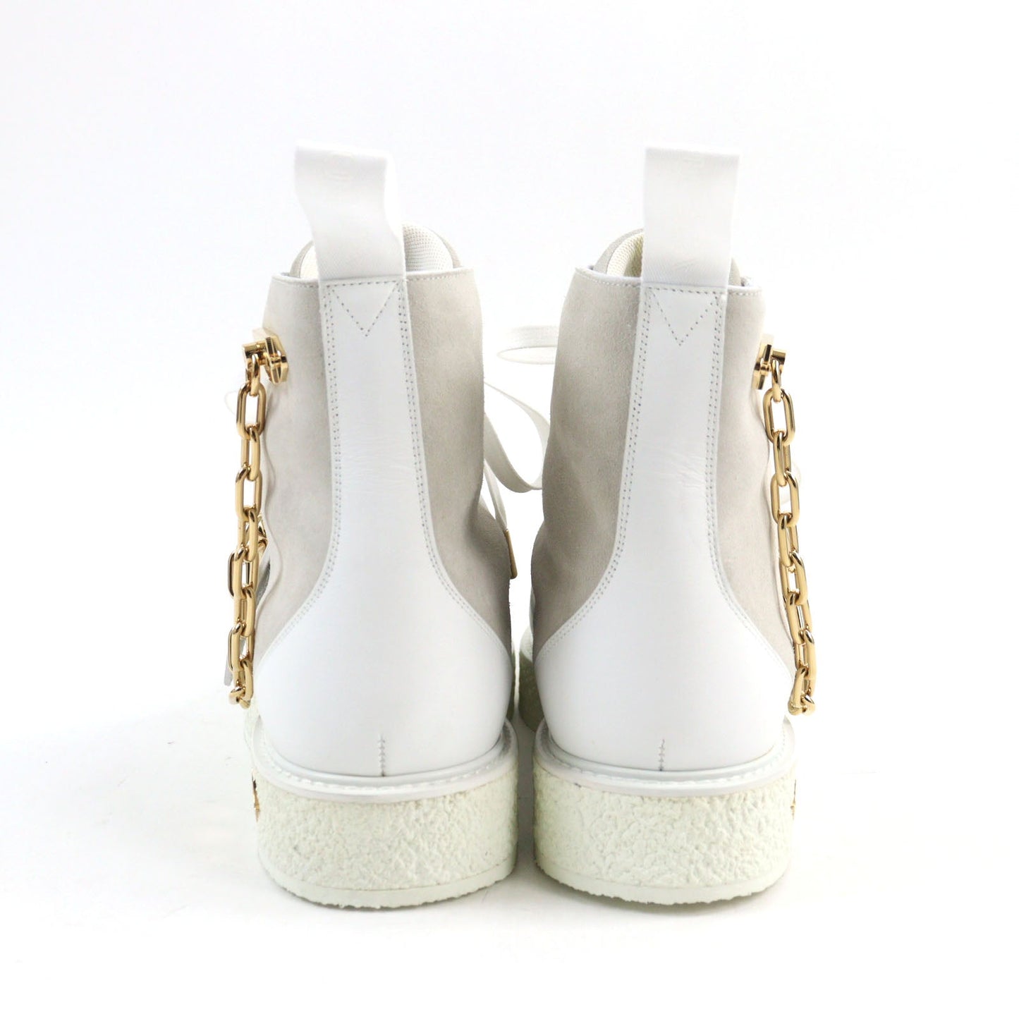 LOUIS VUITTON Ankle boots 1A54CP leather White beige LV Creeper Line 8