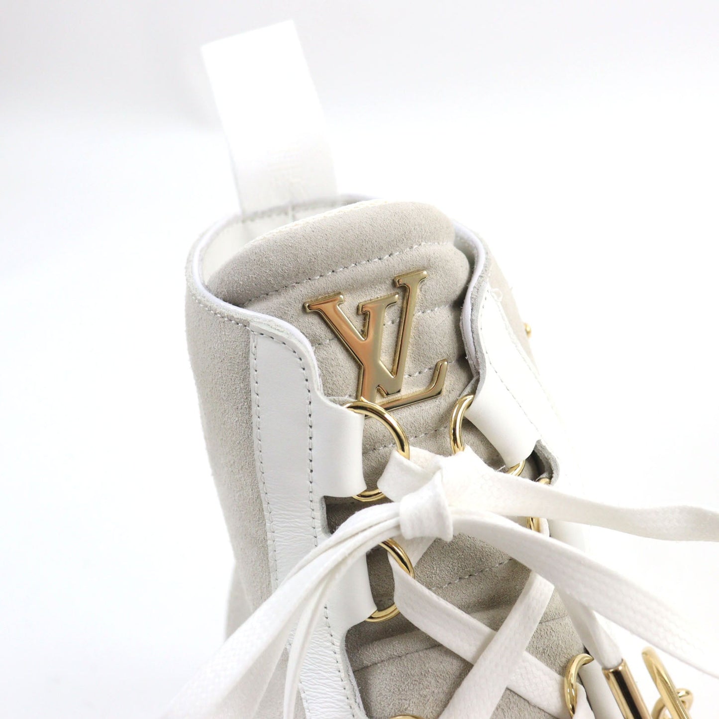 LOUIS VUITTON Ankle boots 1A54CP leather White beige LV Creeper Line 8