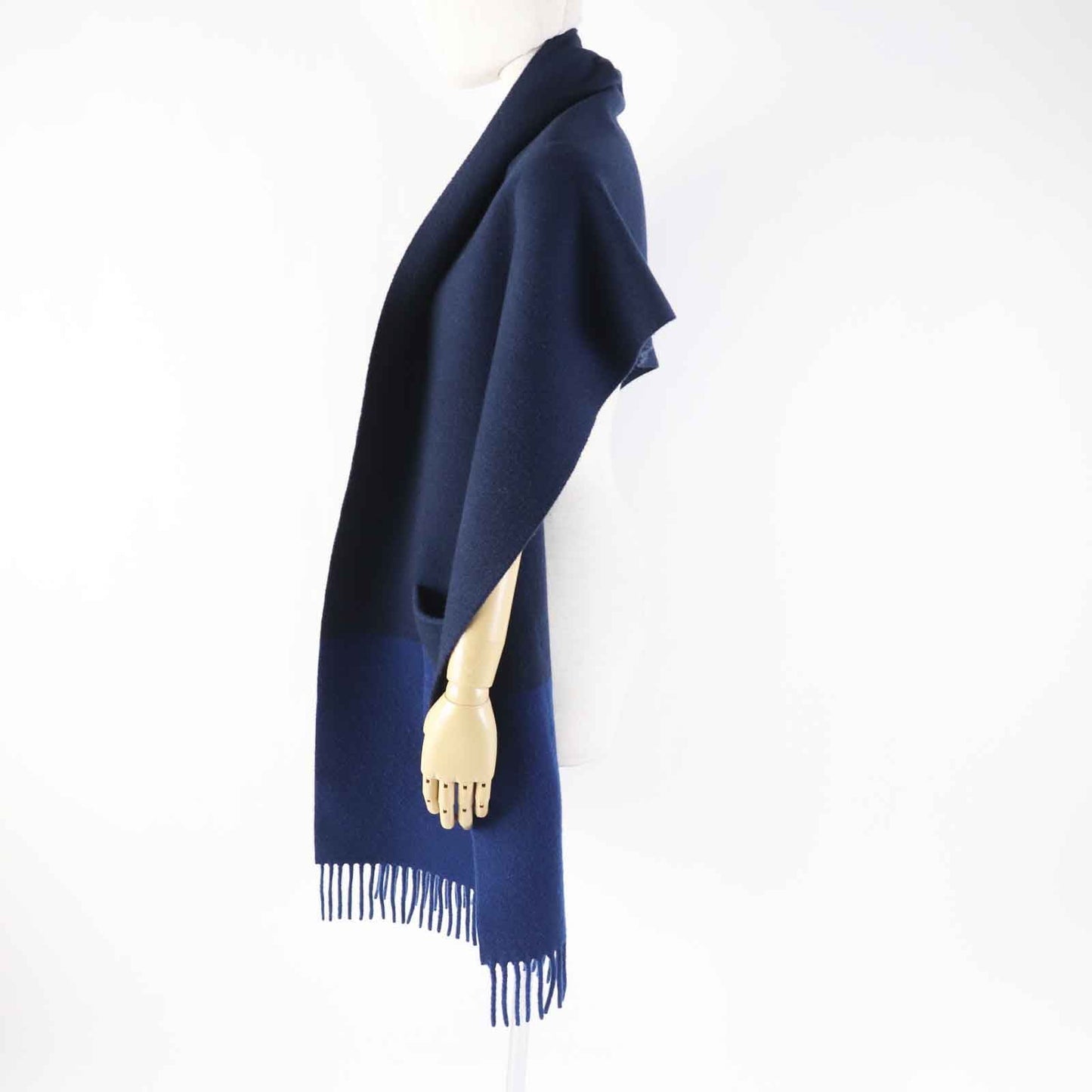 HERMES Scarf H259096S cashmere Navy blue