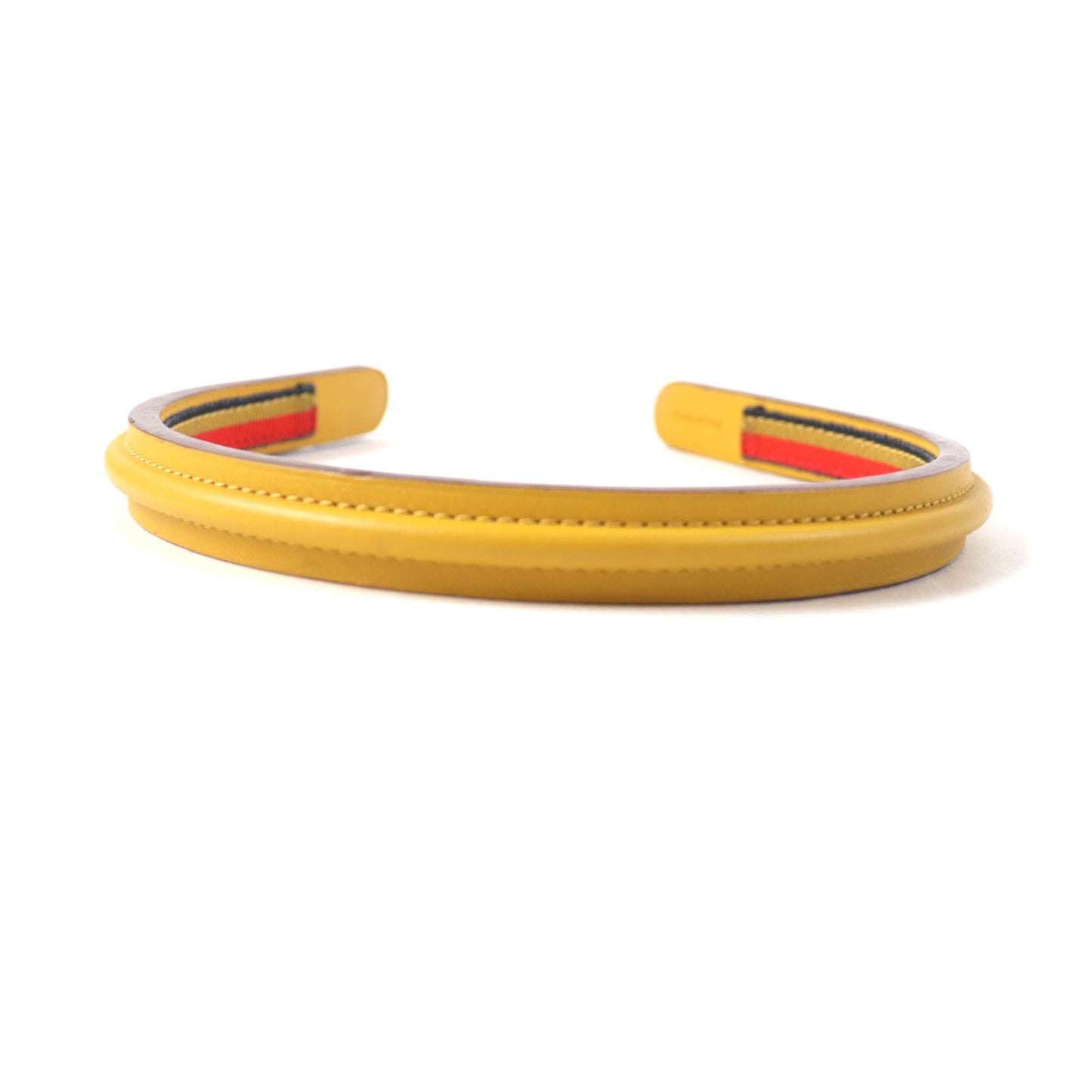 HERMES hair accessory leather yellow
