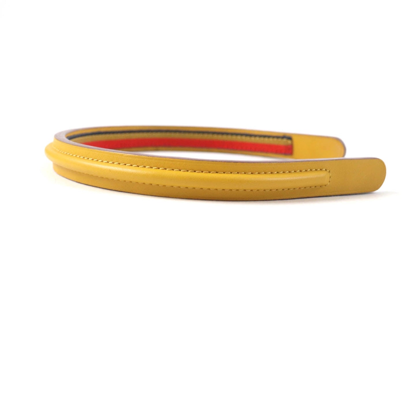 HERMES hair accessory leather yellow