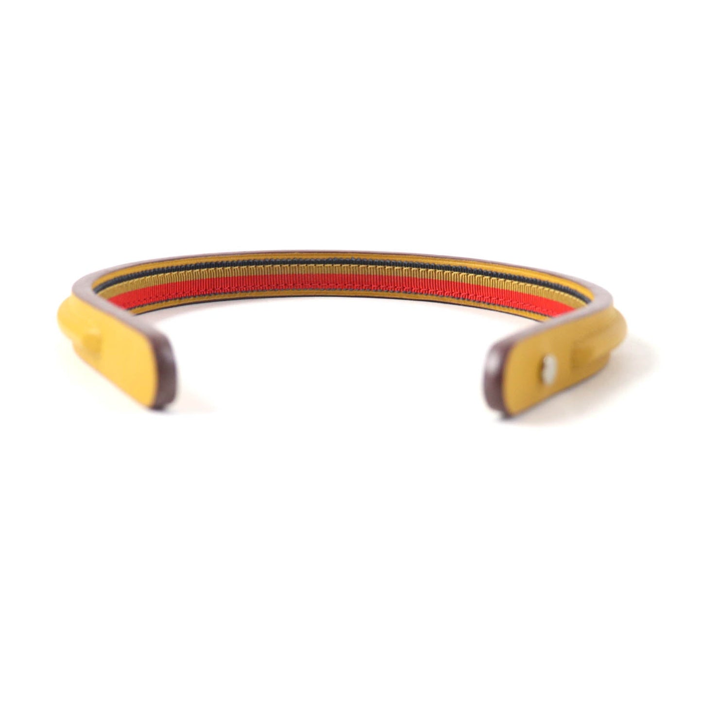HERMES hair accessory leather yellow