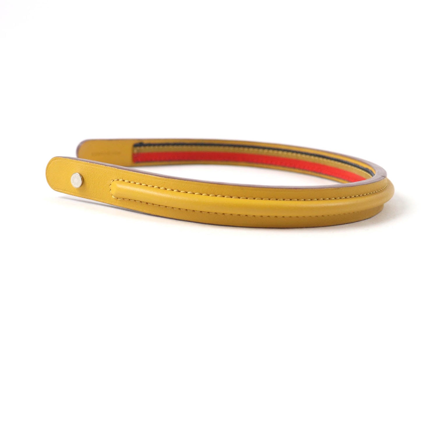 HERMES hair accessory leather yellow