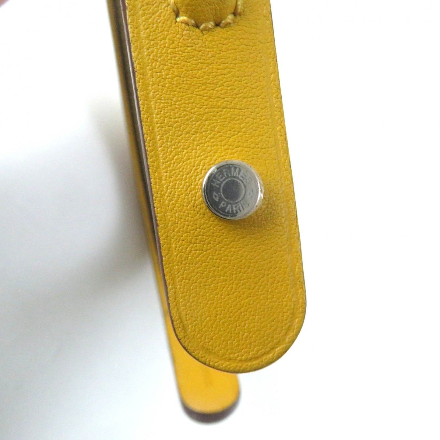 HERMES hair accessory leather yellow