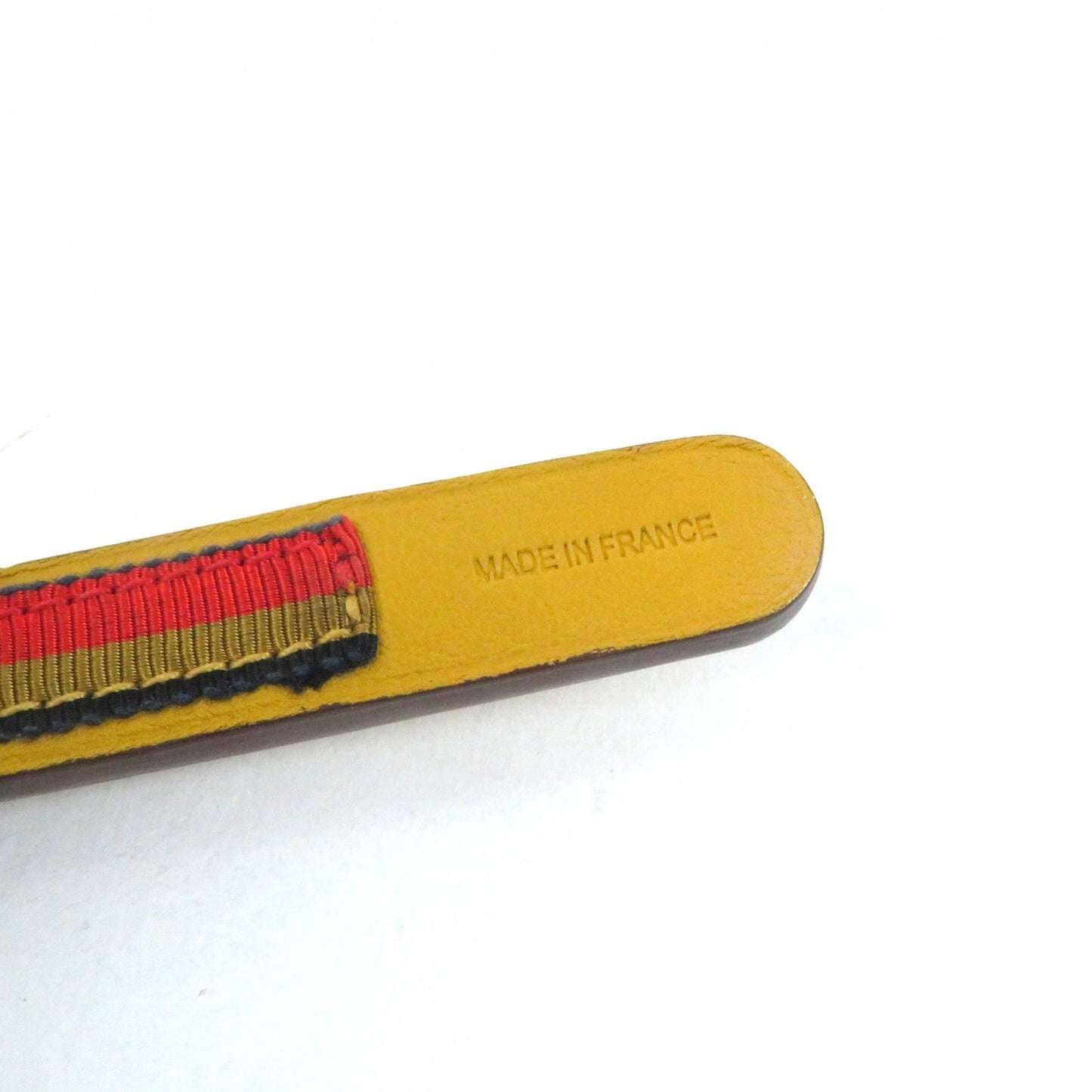 HERMES hair accessory leather yellow