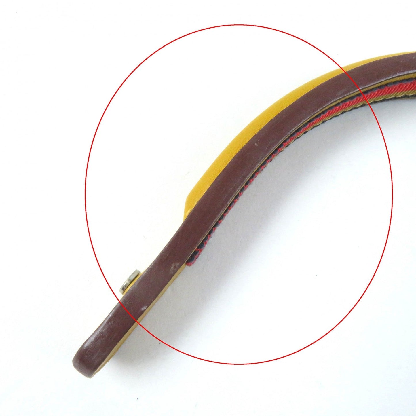 HERMES hair accessory leather yellow