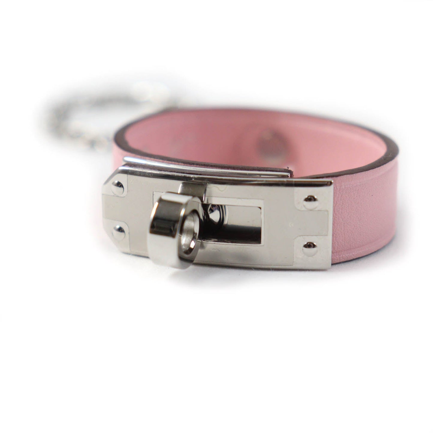 HERMES key ring leather pink