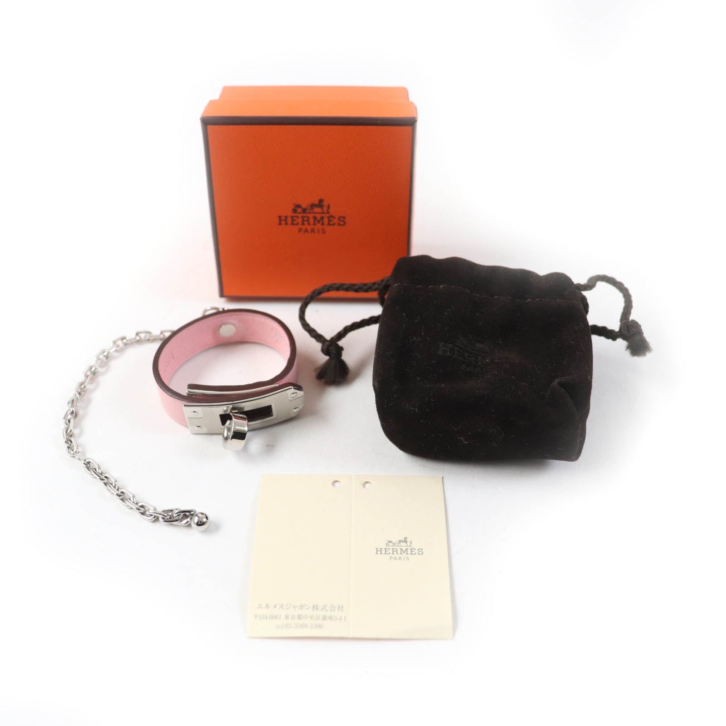 HERMES key ring leather pink