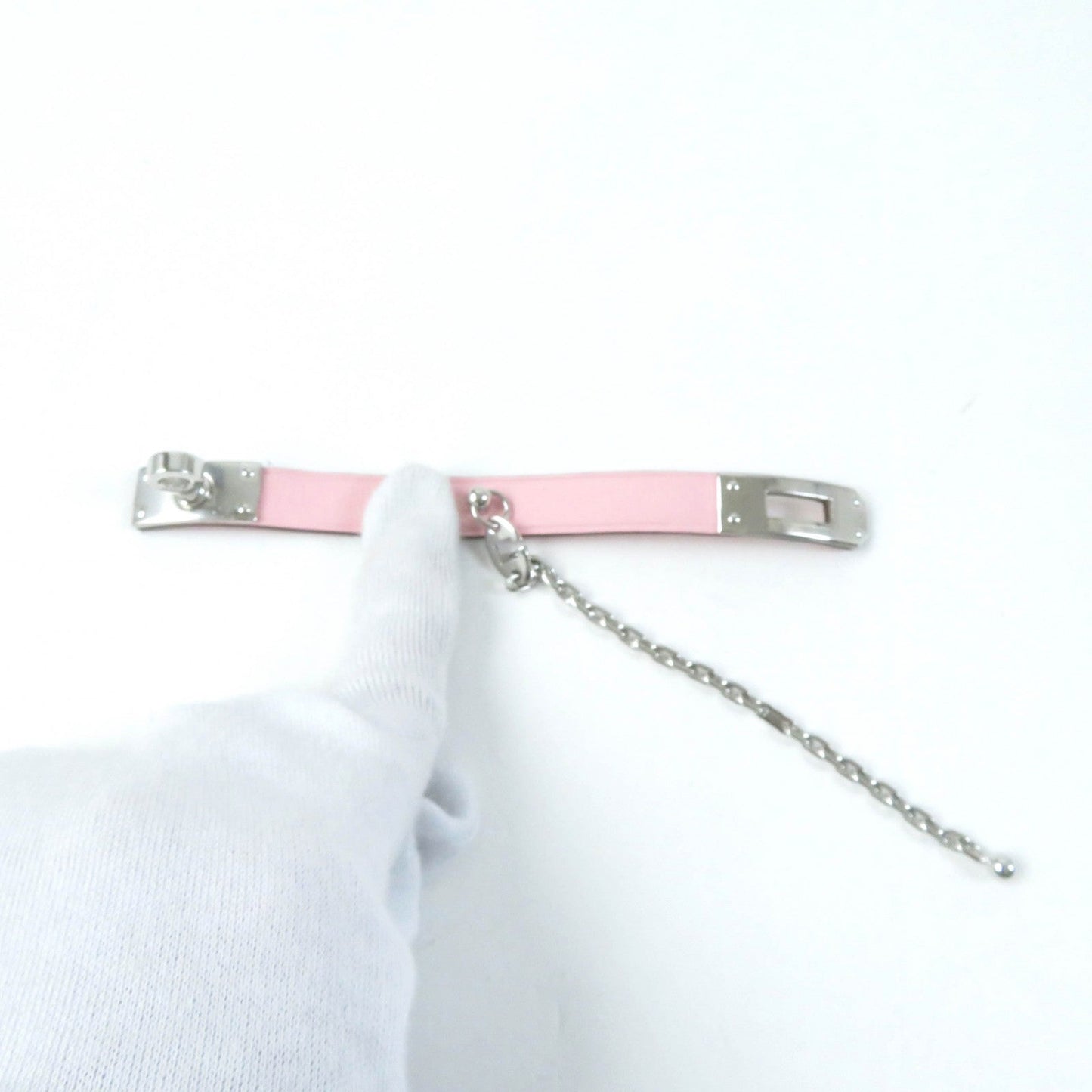 HERMES key ring leather pink