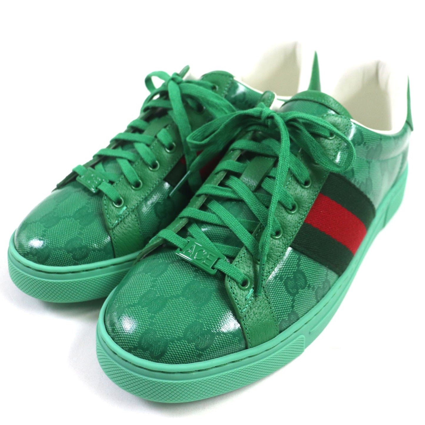 GUCCI Low cut sneakers 760775 GG crystal green Web line ACE Ace 7.5