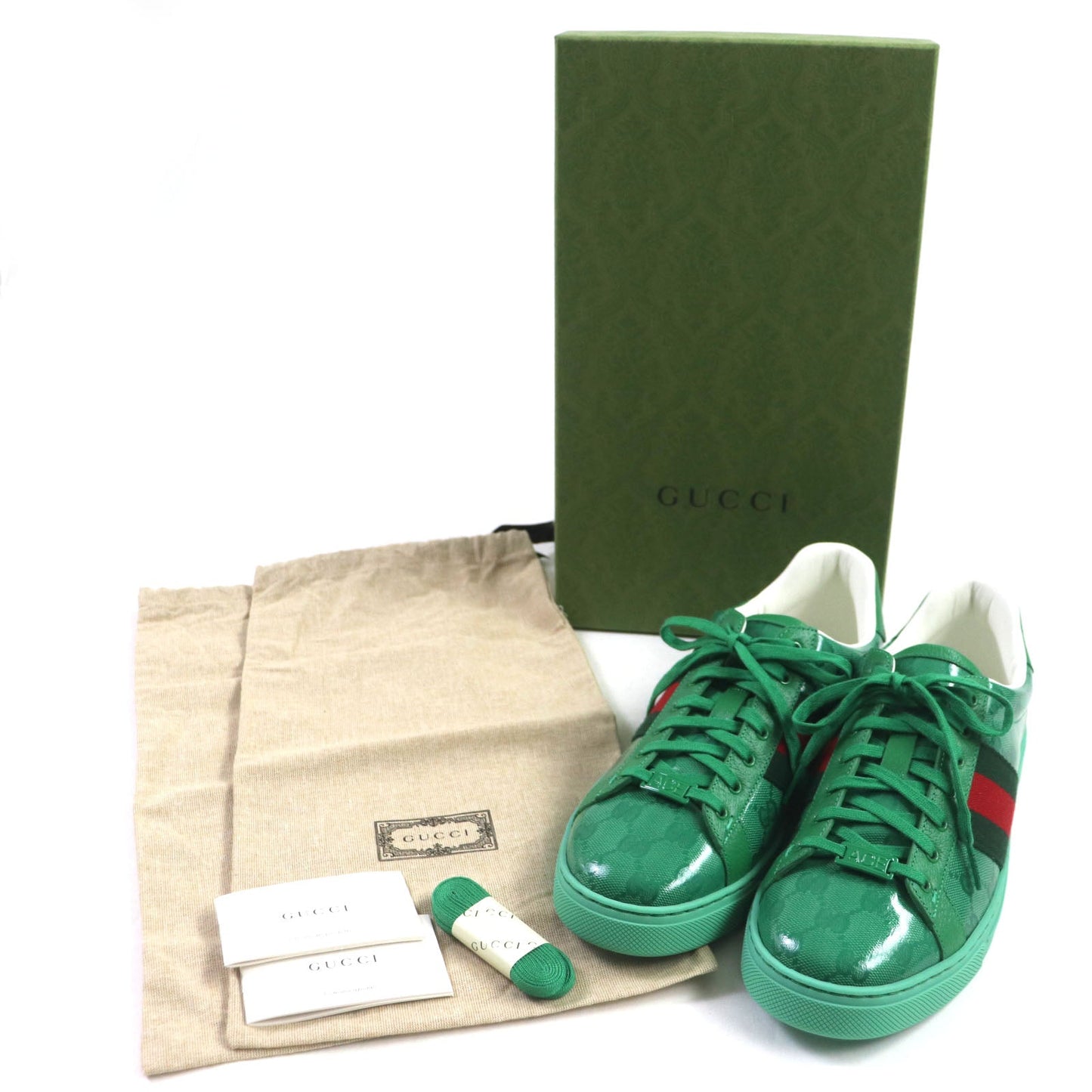 GUCCI Low cut sneakers 760775 GG crystal green Web line ACE Ace 7.5