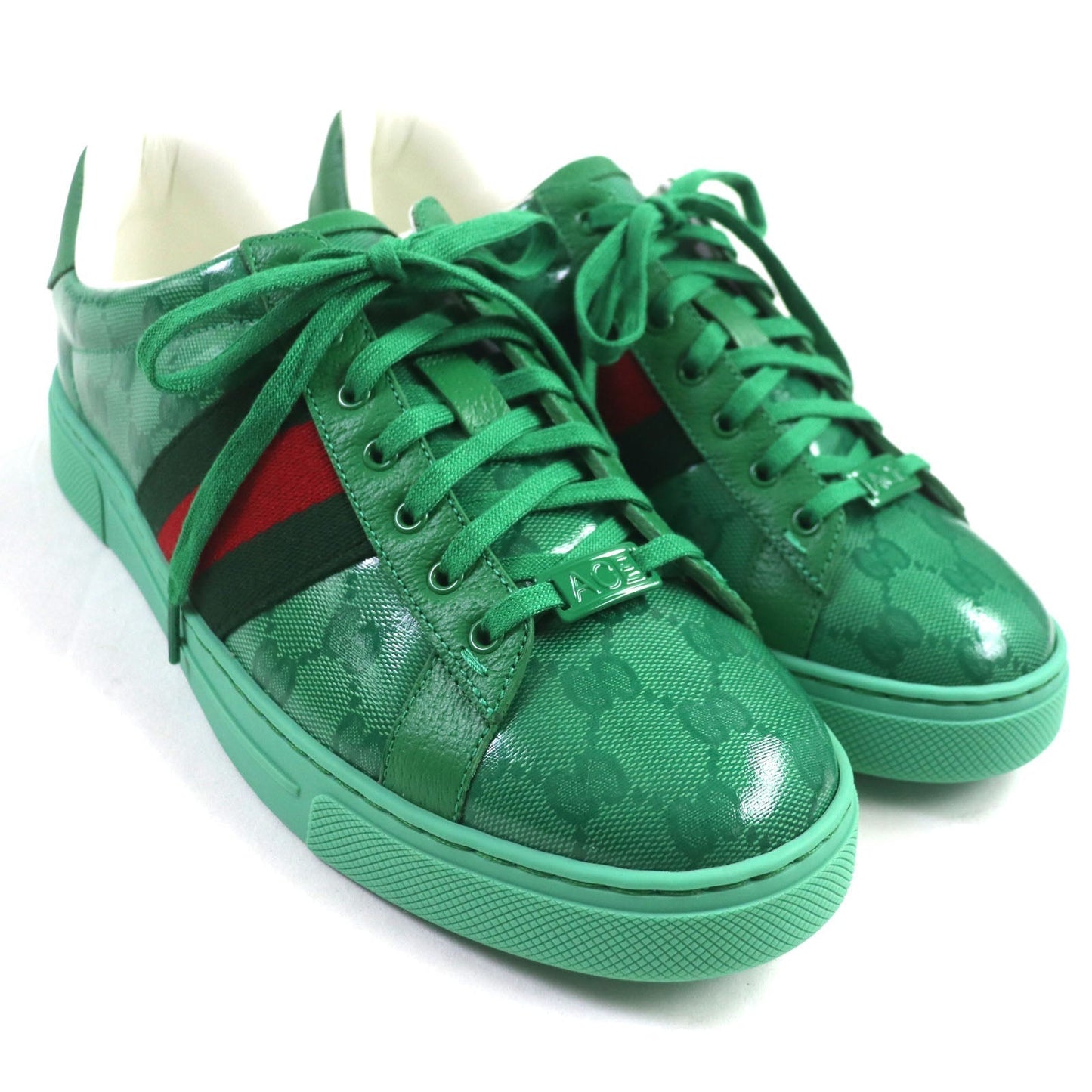 GUCCI Low cut sneakers 760775 GG crystal green Web line ACE Ace 7.5