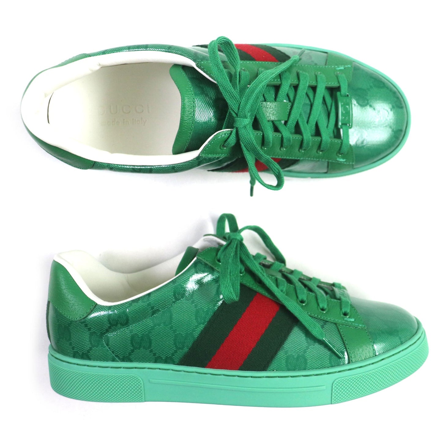 GUCCI Low cut sneakers 760775 GG crystal green Web line ACE Ace 7.5