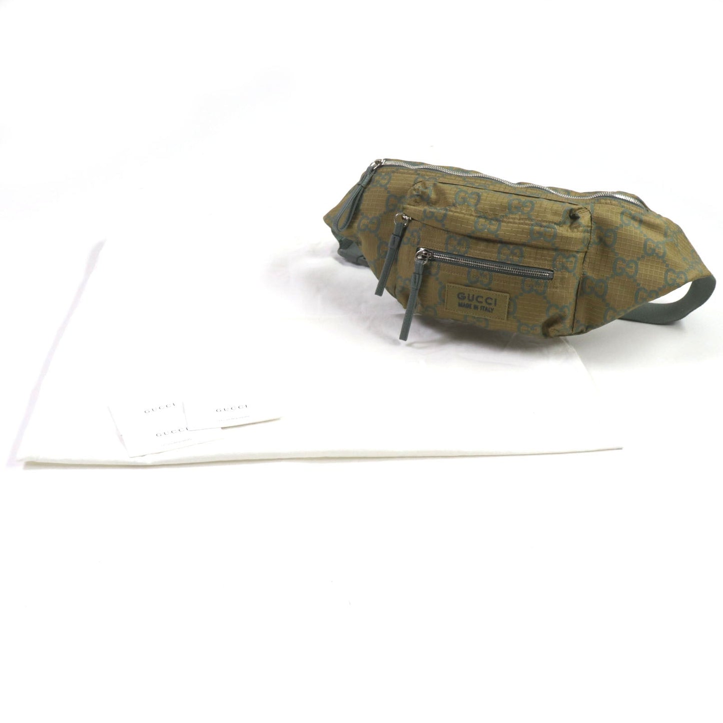 GUCCI Waist bag 792287 Nylon khaki GG Ripstop Belt Bag