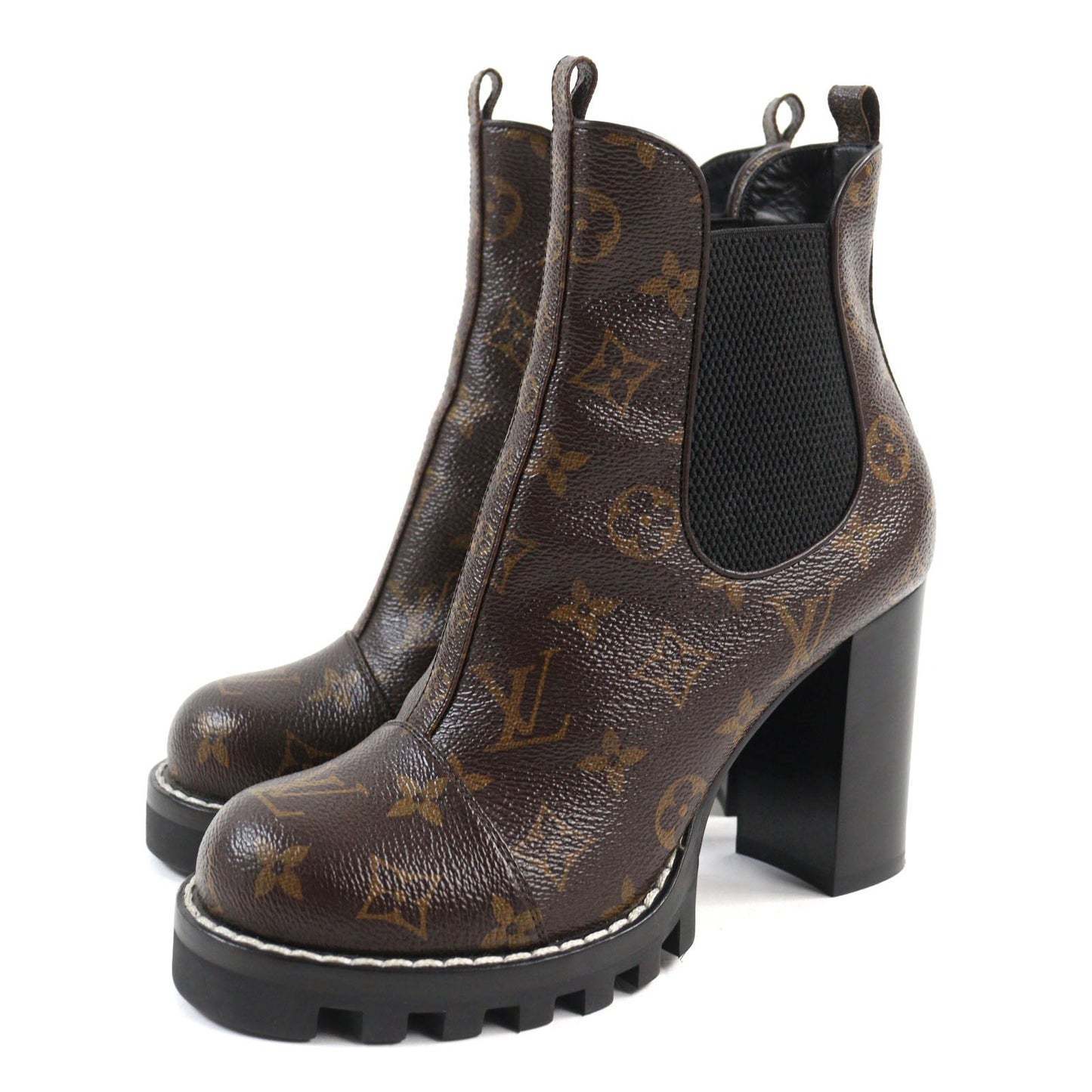 LOUIS VUITTON boots Monogram canvas Brown black Star Trail Line 38