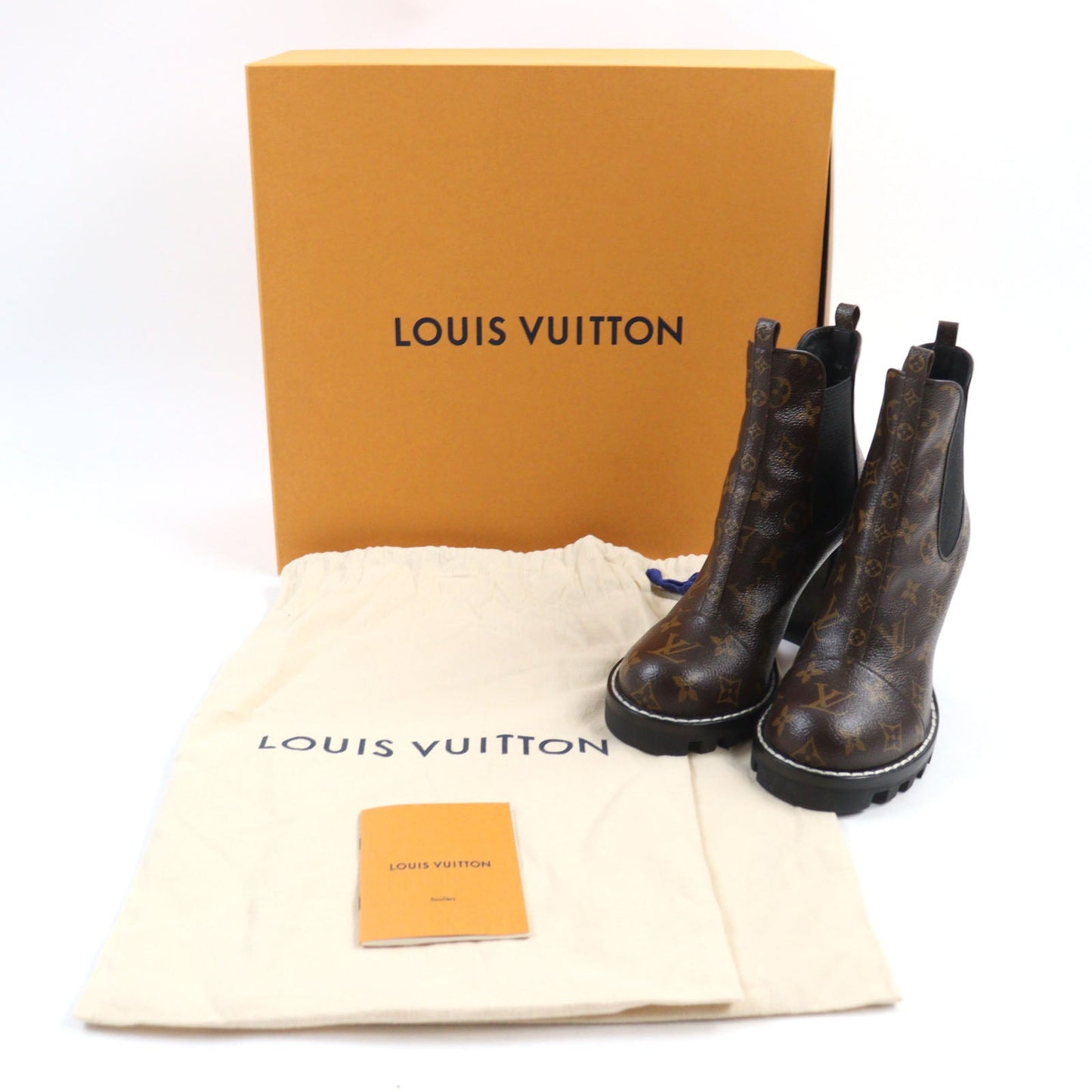 LOUIS VUITTON boots Monogram canvas Brown black Star Trail Line 38