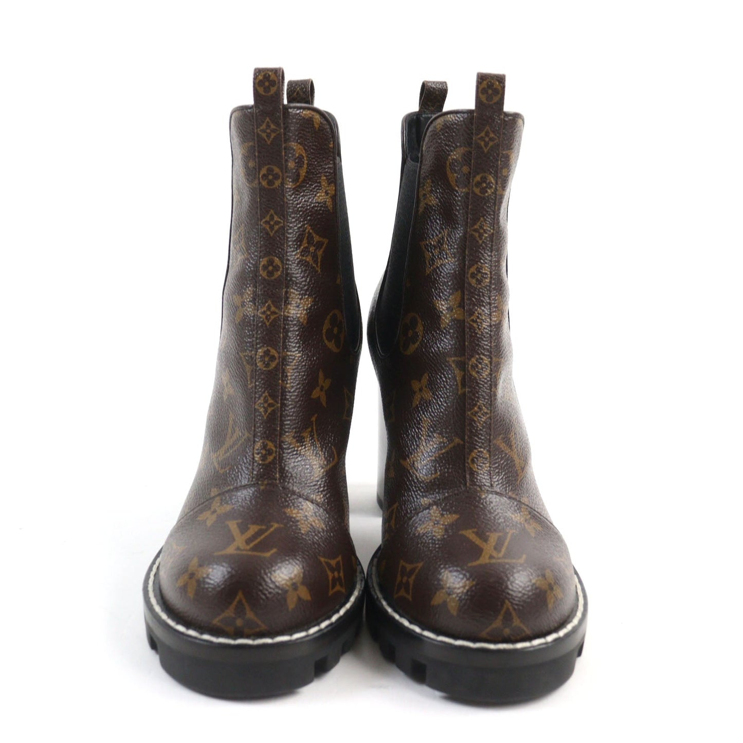 LOUIS VUITTON boots Monogram canvas Brown black Star Trail Line 38