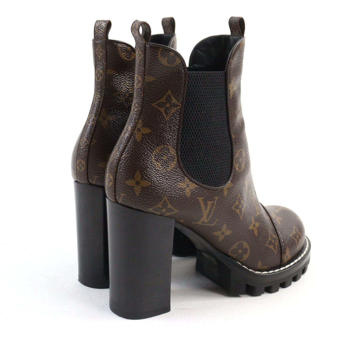 LOUIS VUITTON boots Monogram canvas Brown black Star Trail Line 38