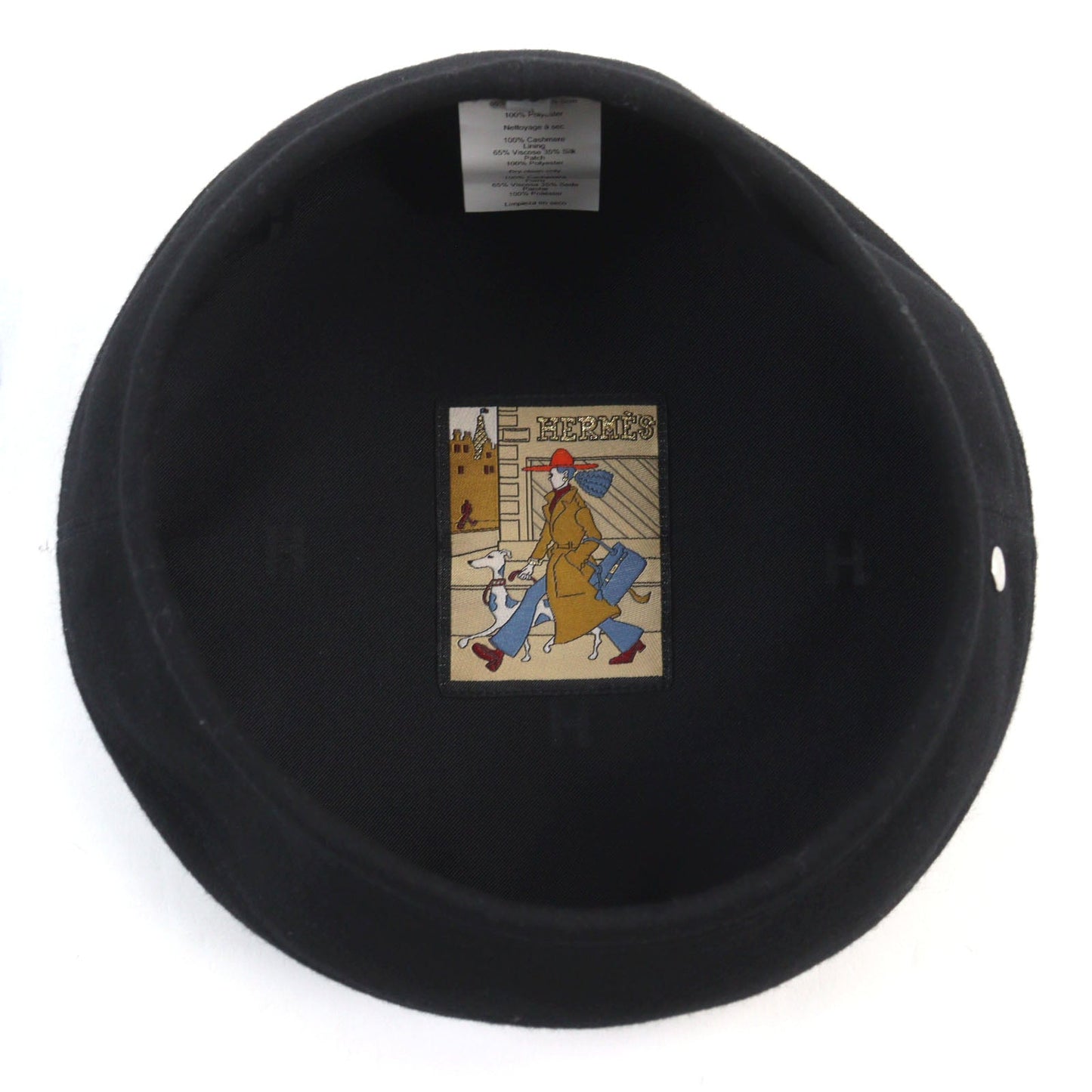 HERMES beret cashmere black Saint Honoré 58