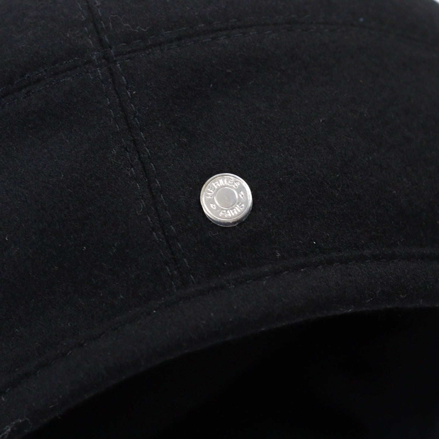 HERMES beret cashmere black Saint Honoré 58