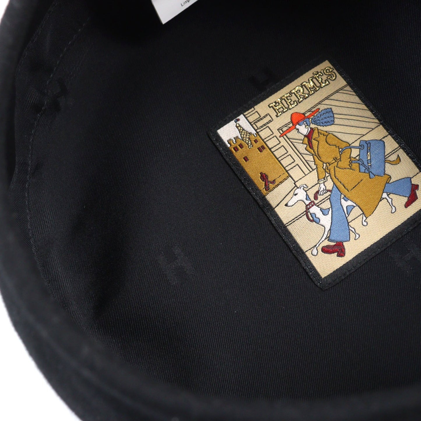 HERMES beret cashmere black Saint Honoré 58
