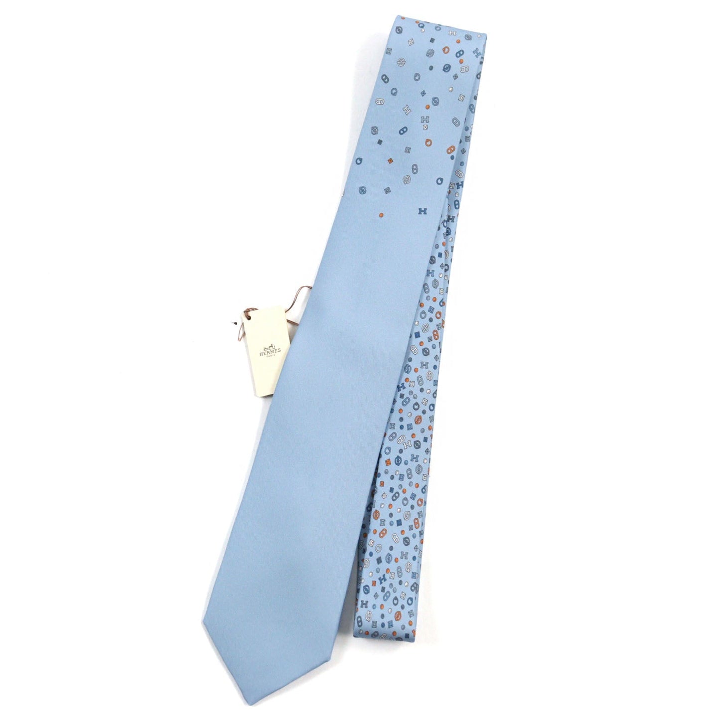 HERMES tie silk Light blue type Quincaillerie Shuffle