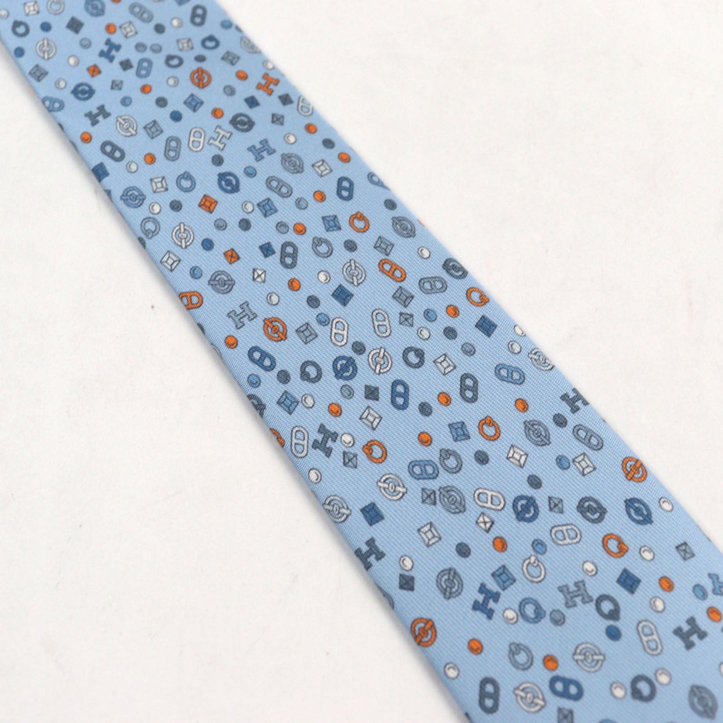 HERMES tie silk Light blue type Quincaillerie Shuffle