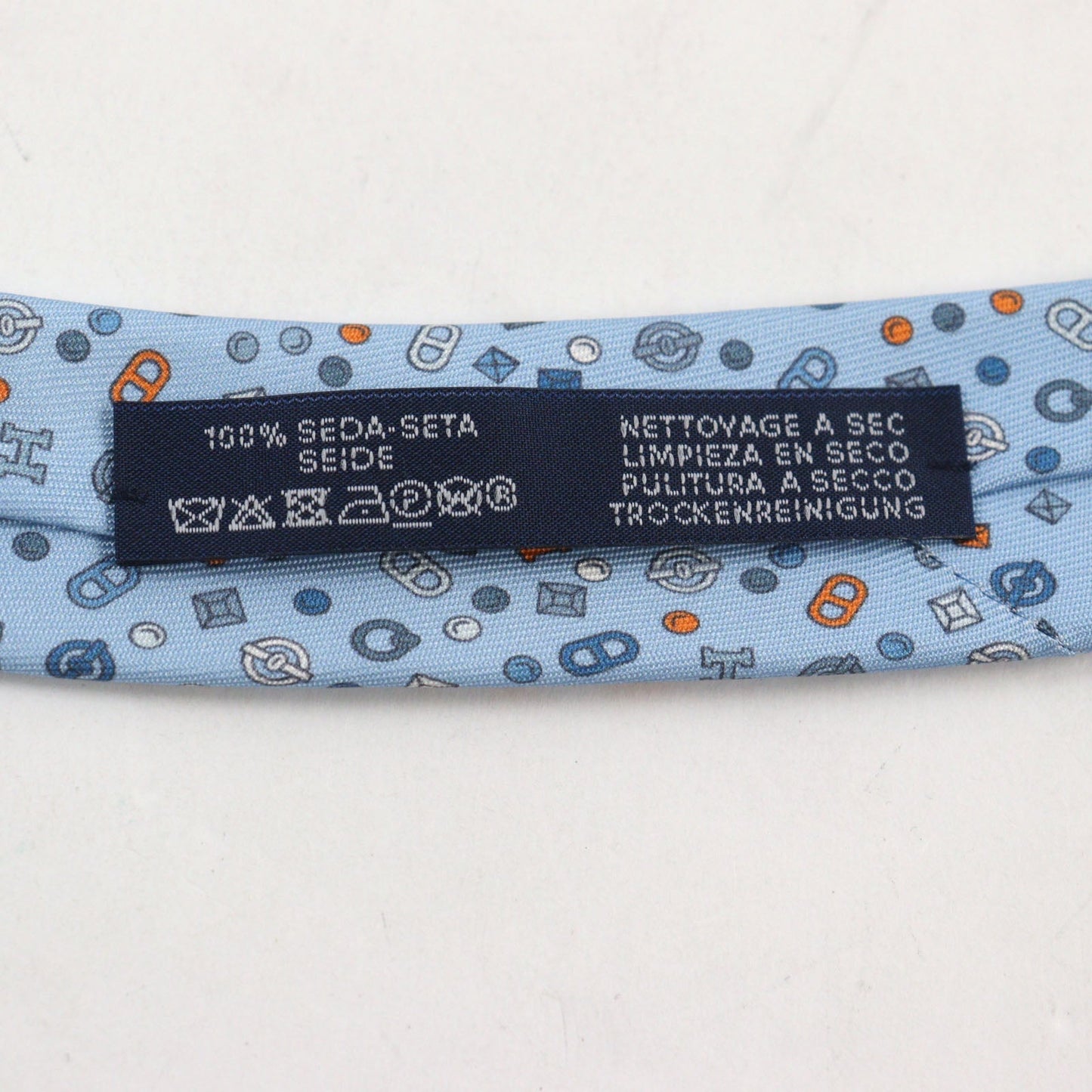 HERMES tie silk Light blue type Quincaillerie Shuffle