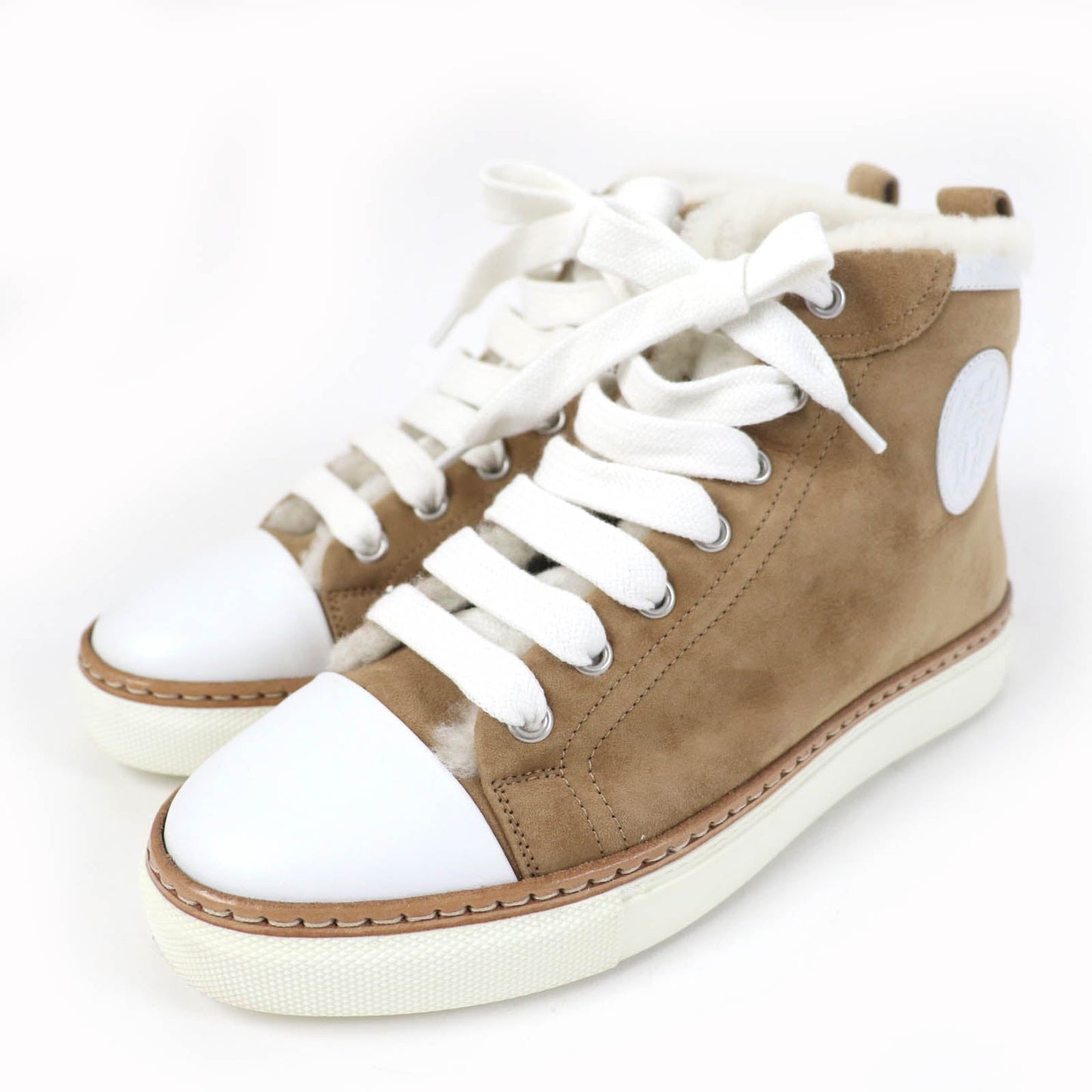 HERMES High cut sneakers Mouton light brown Jimmy 35.5