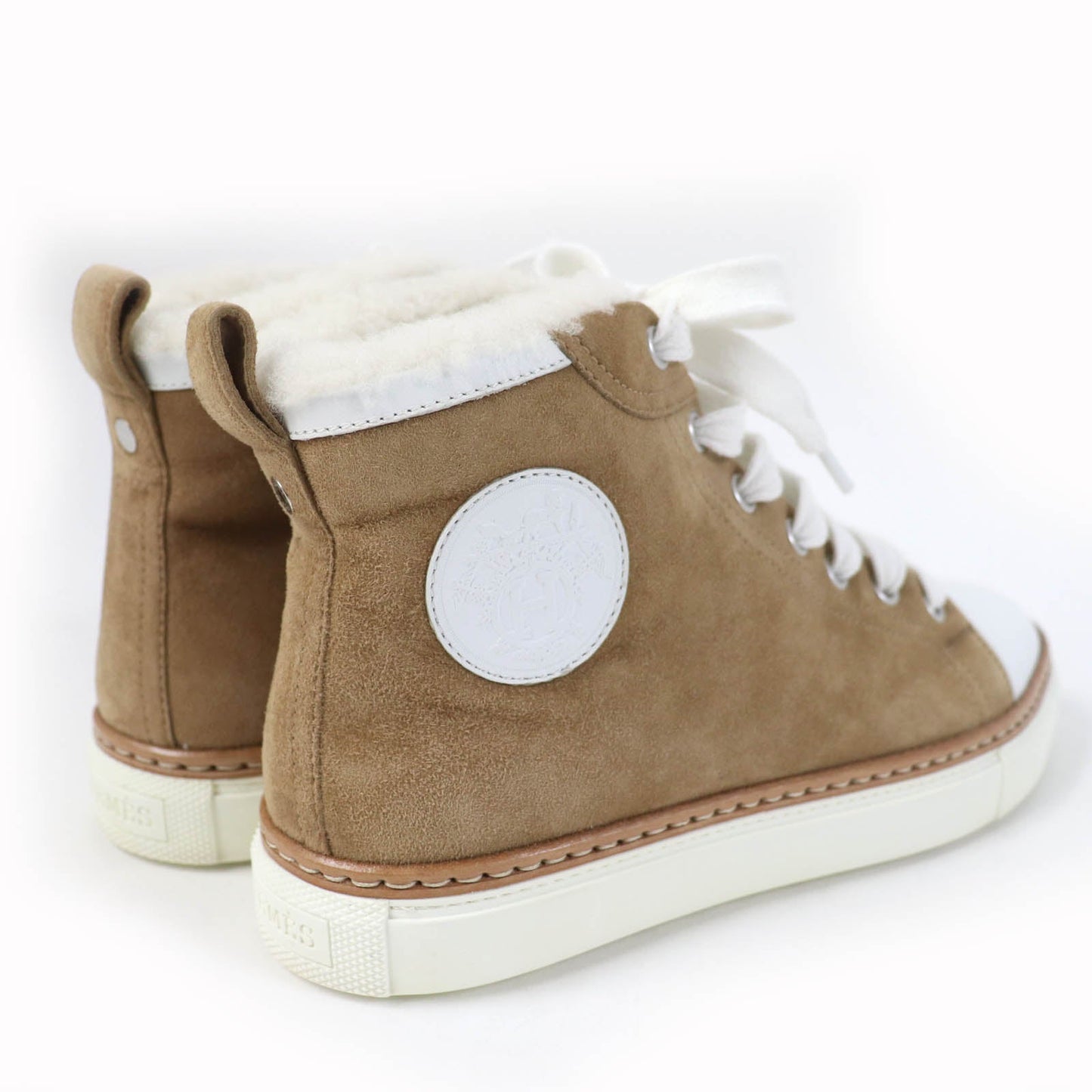 HERMES High cut sneakers Mouton light brown Jimmy 35.5