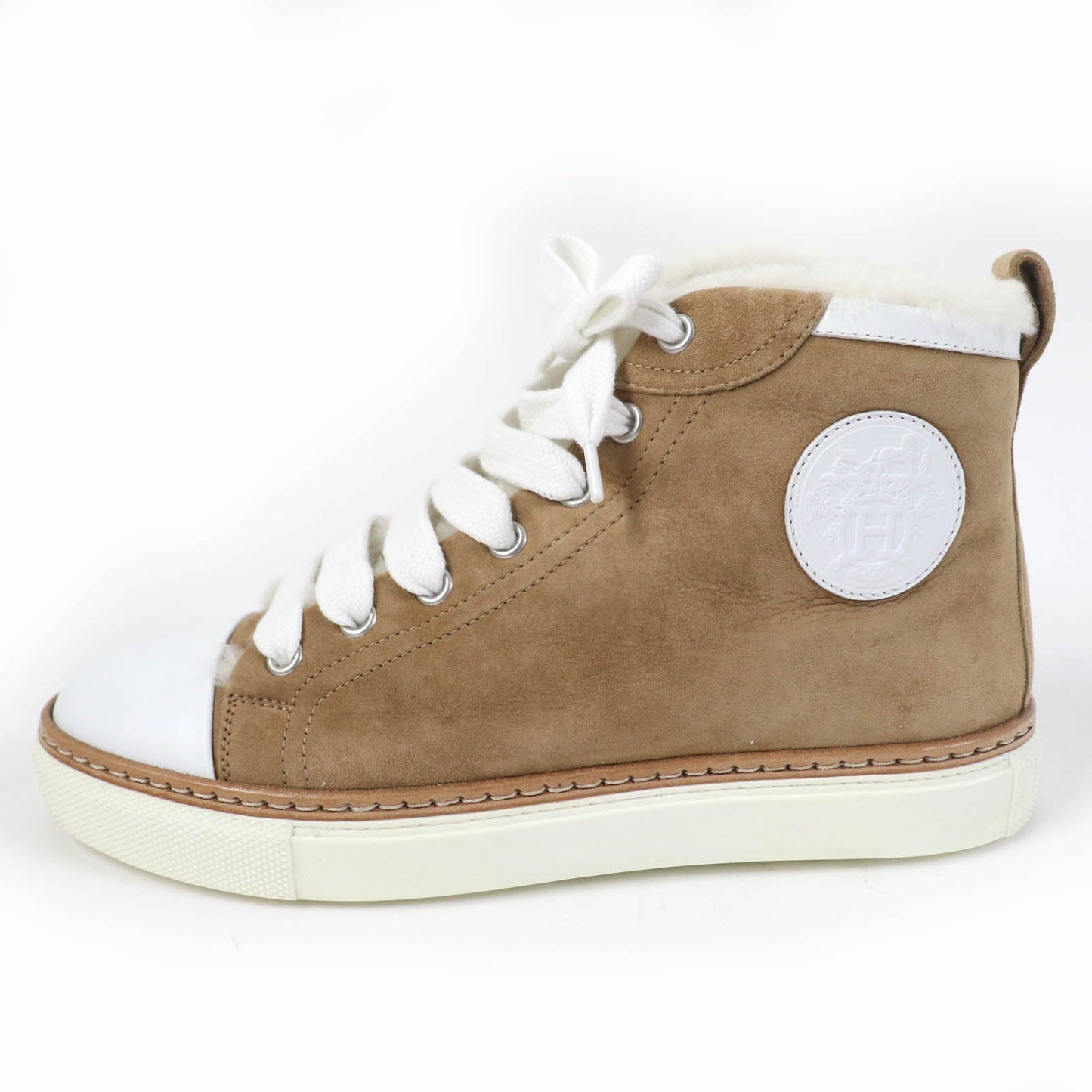 HERMES High cut sneakers Mouton light brown Jimmy 35.5