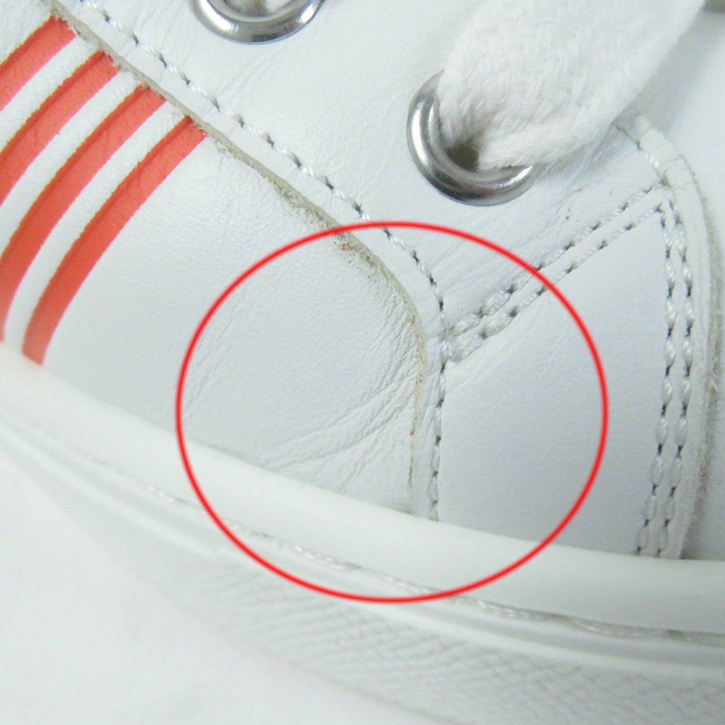 HERMES Low cut sneakers leather White orange Avantage 35
