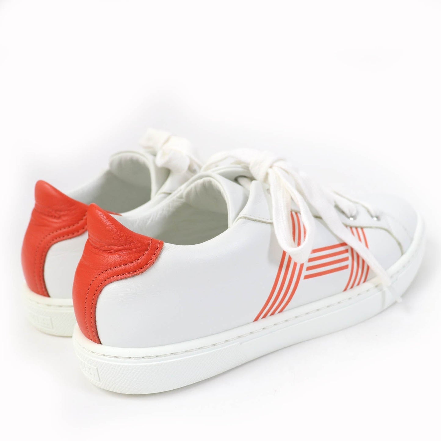 HERMES Low cut sneakers leather White orange Avantage 35
