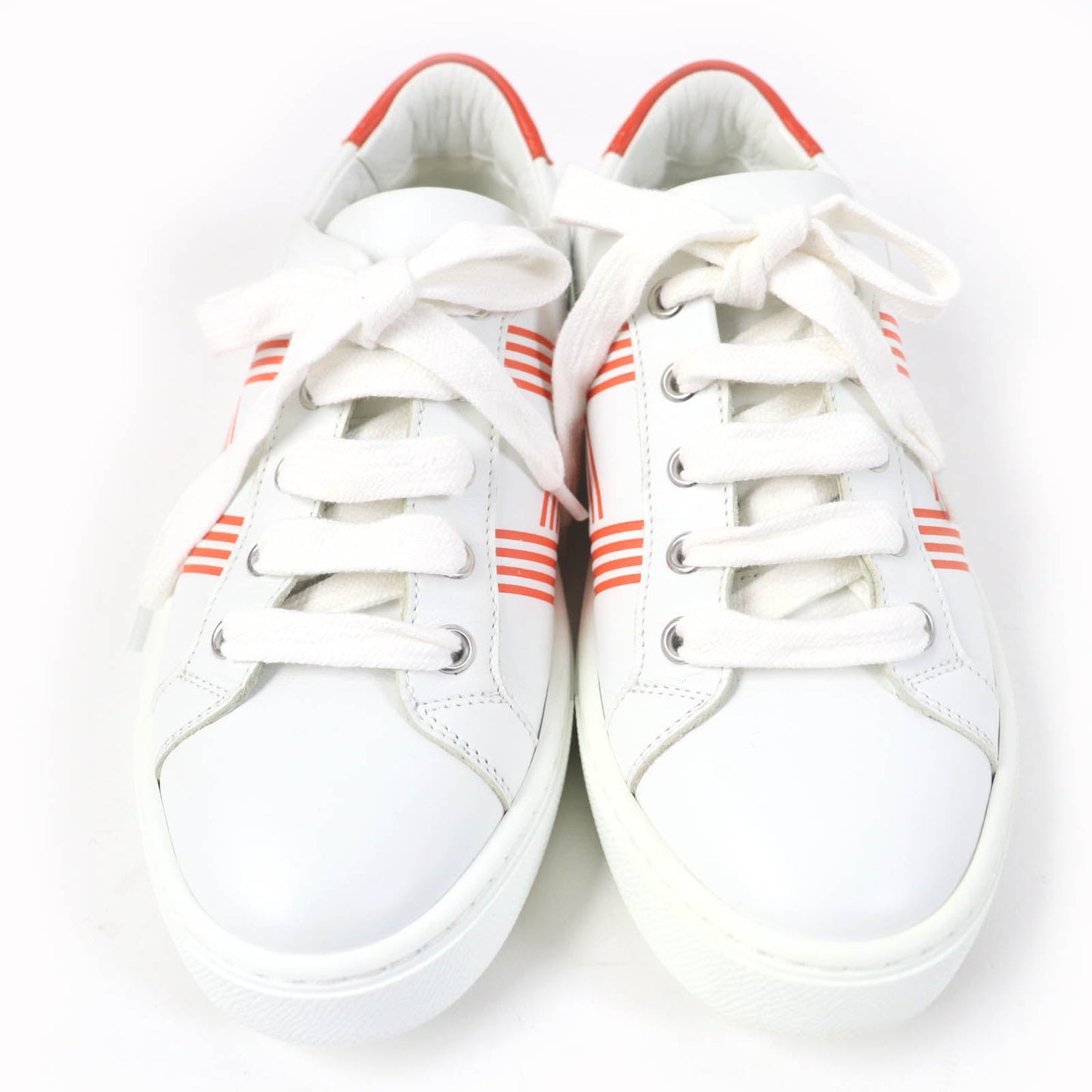 HERMES Low cut sneakers leather White orange Avantage 35