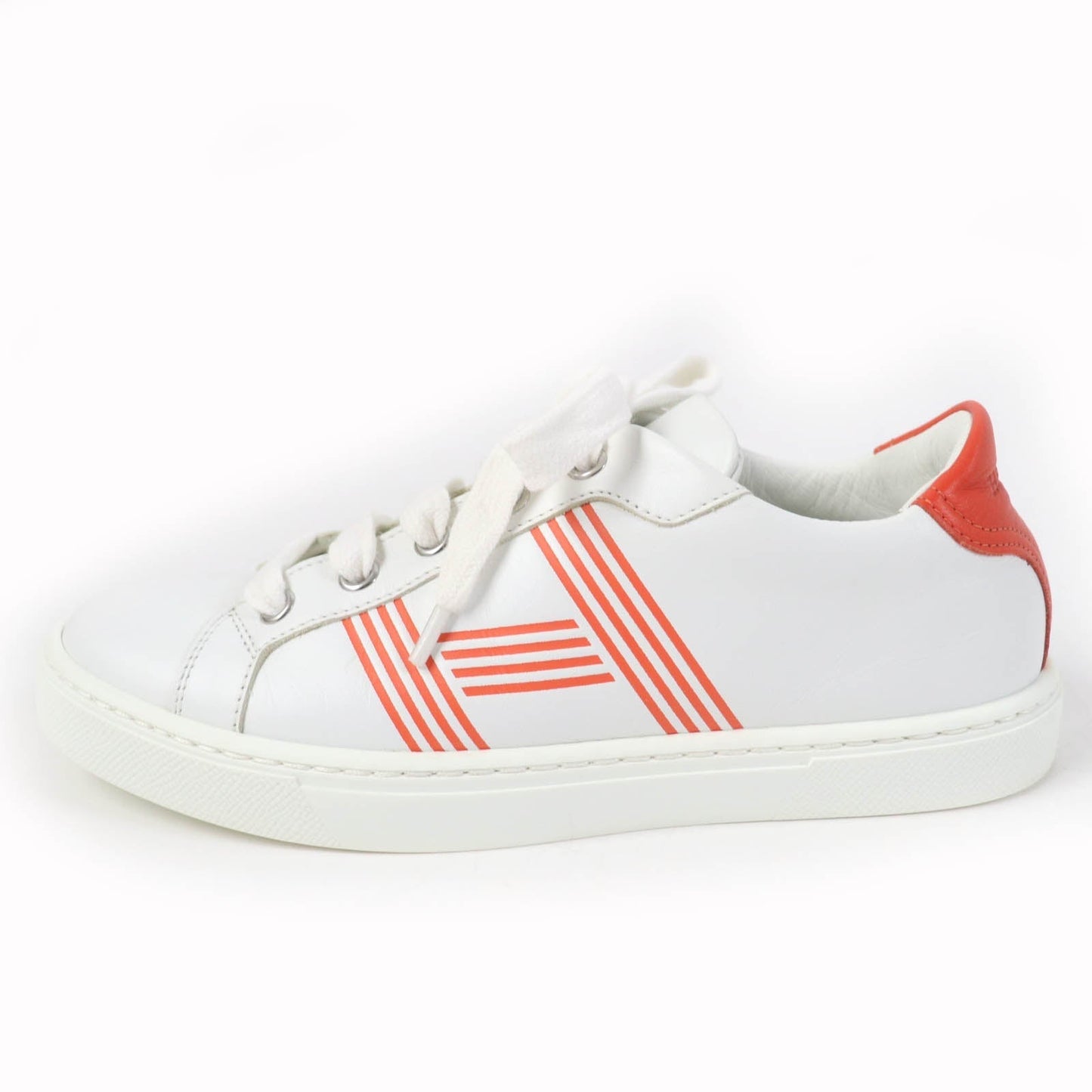 HERMES Low cut sneakers leather White orange Avantage 35