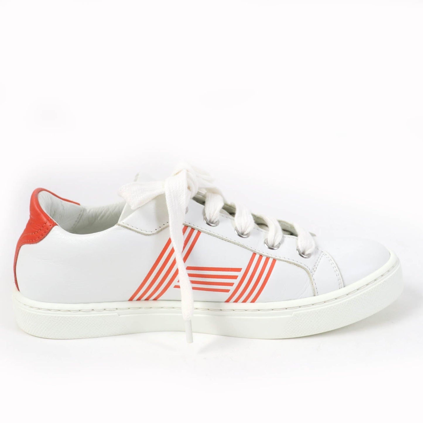 HERMES Low cut sneakers leather White orange Avantage 35