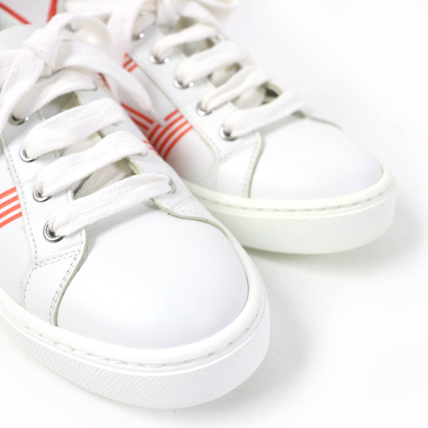 HERMES Low cut sneakers leather White orange Avantage 35