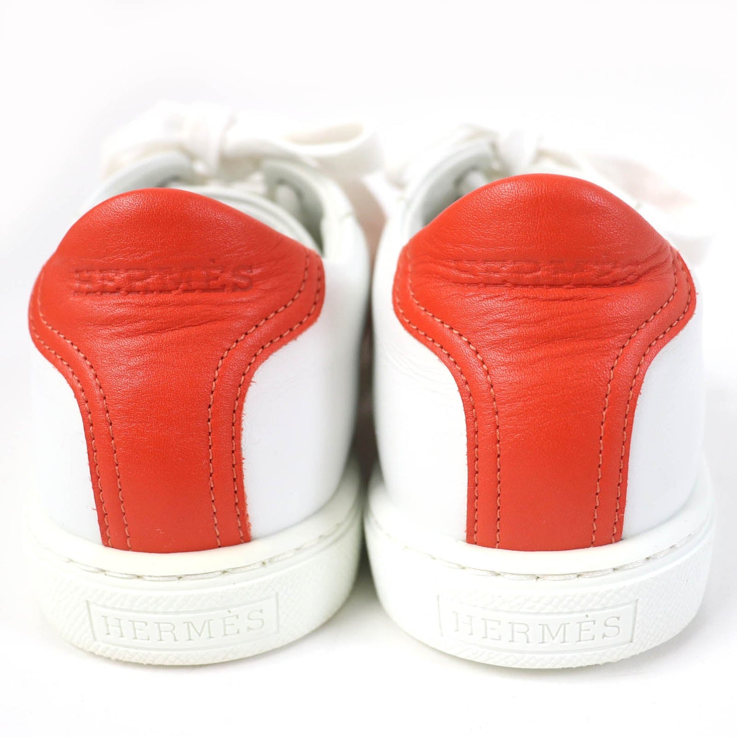 HERMES Low cut sneakers leather White orange Avantage 35