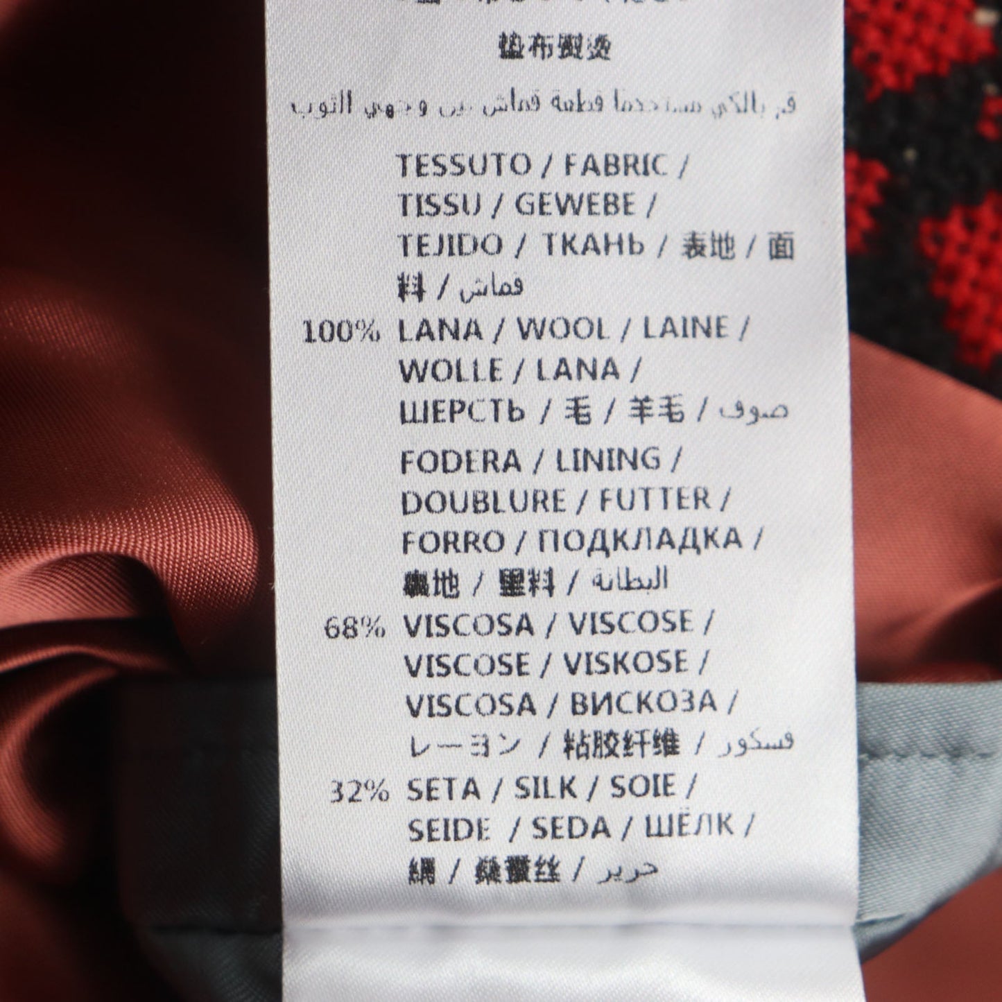 GUCCI Double chester coat 535769 Outer: 100% wool, Lining: 68% rayon, Lining: 32% silk Black red GG diamond Diamond Wool Coat mens 50 Used