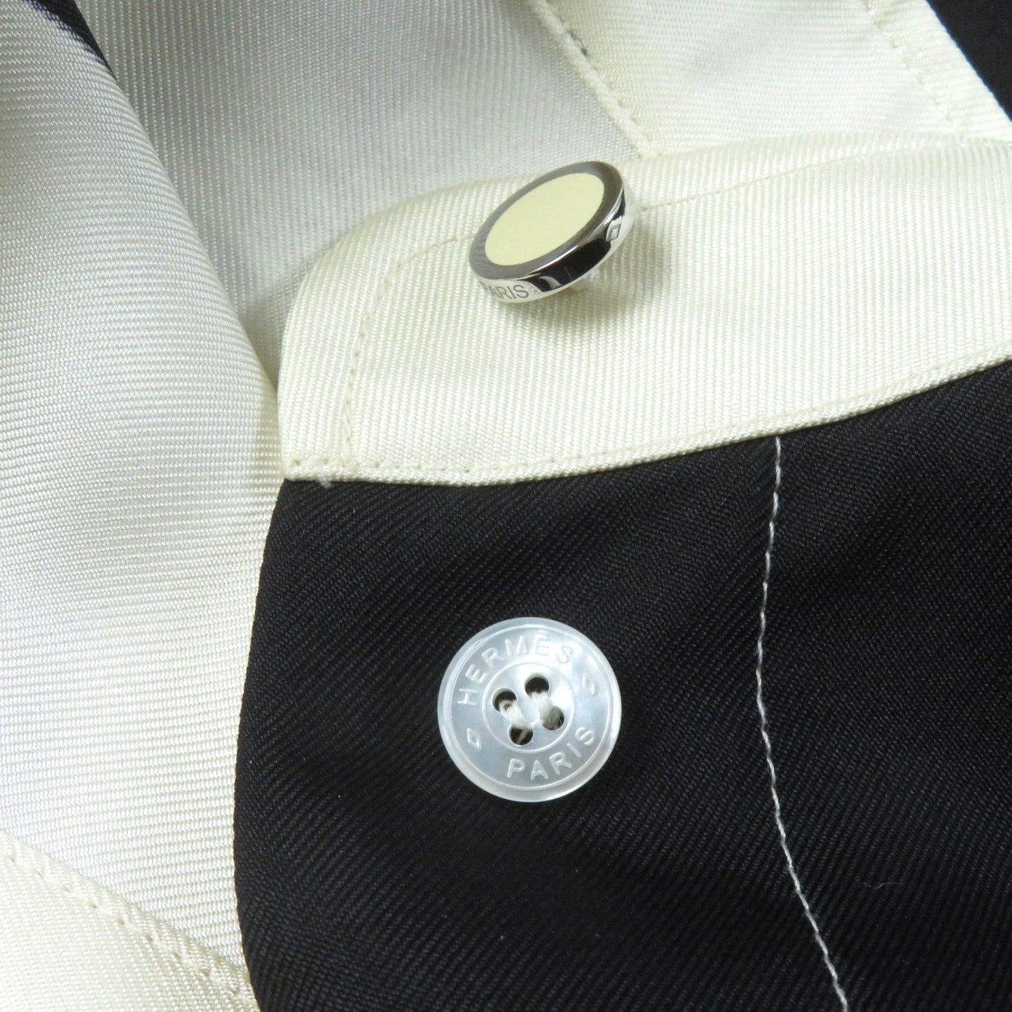 HERMES Long sleeve shirt 3E0607D7 silk Beige black EX LIBRIS 40