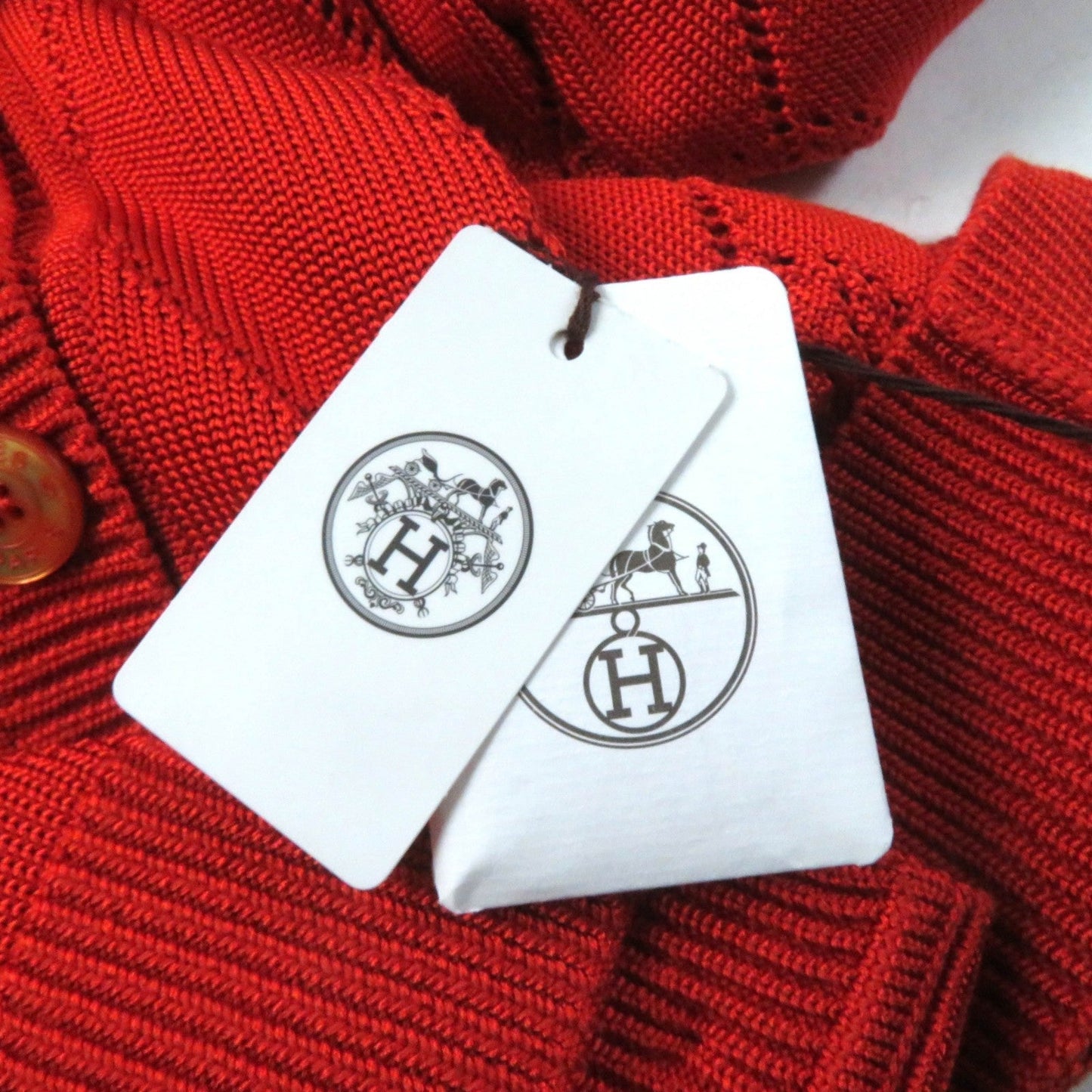 HERMES cardigan 2E2710DA Rayon Orange 34