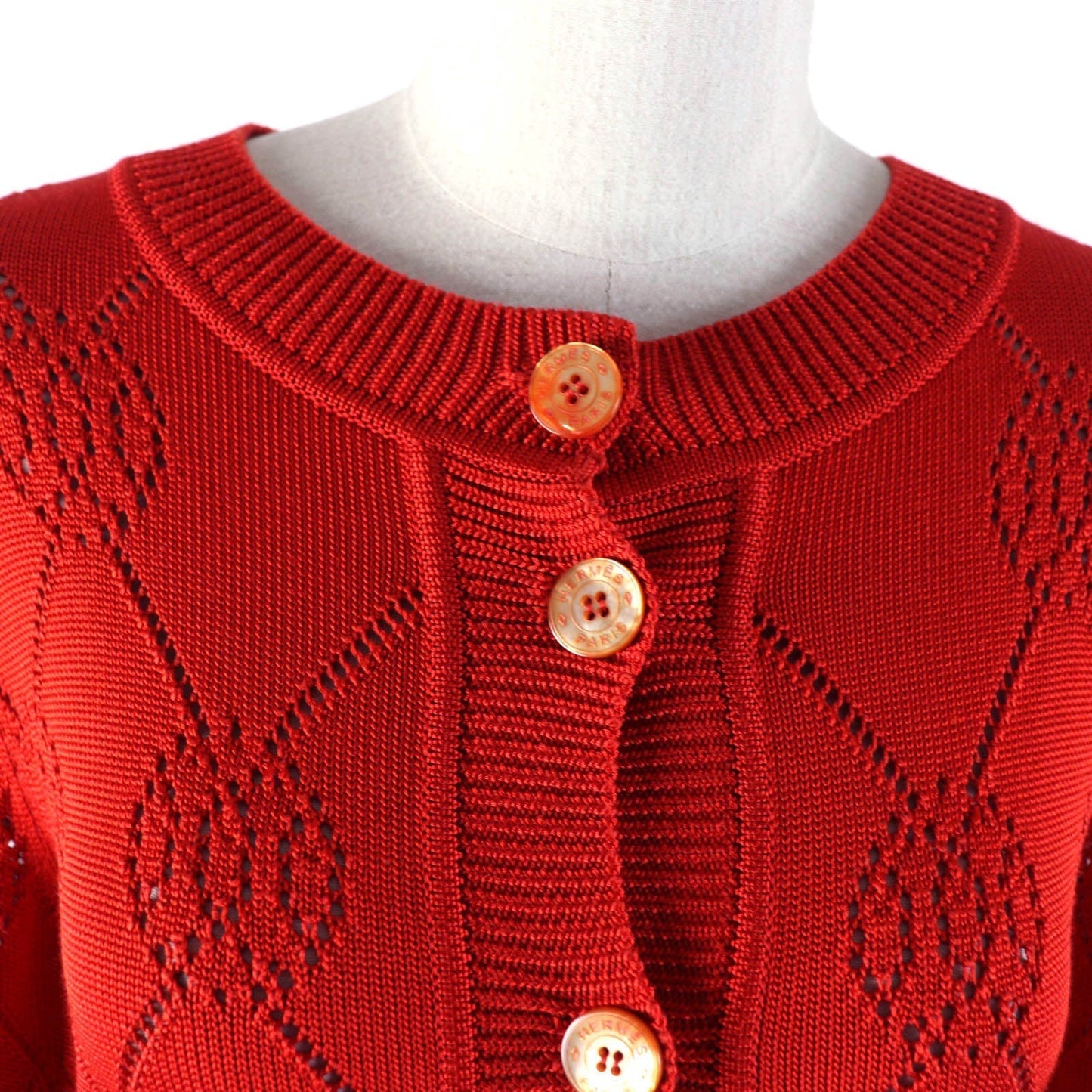 HERMES cardigan 2E2710DA Rayon Orange 34