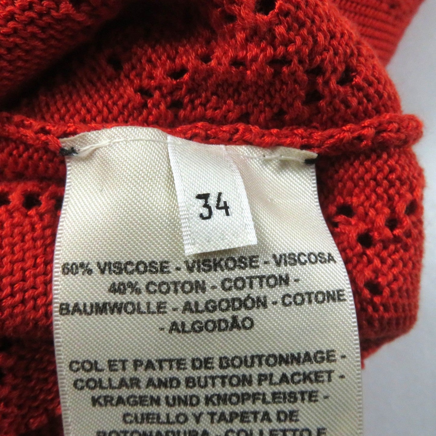 HERMES cardigan 2E2710DA Rayon Orange 34