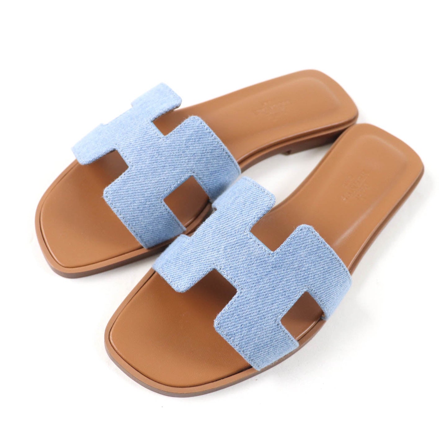 HERMES Sandals denim Indigo Oran 35