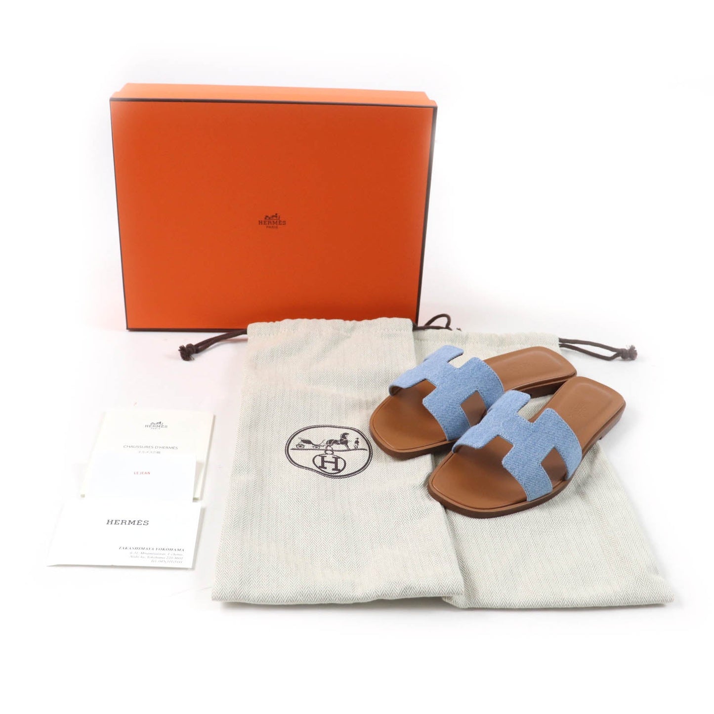 HERMES Sandals denim Indigo Oran 35