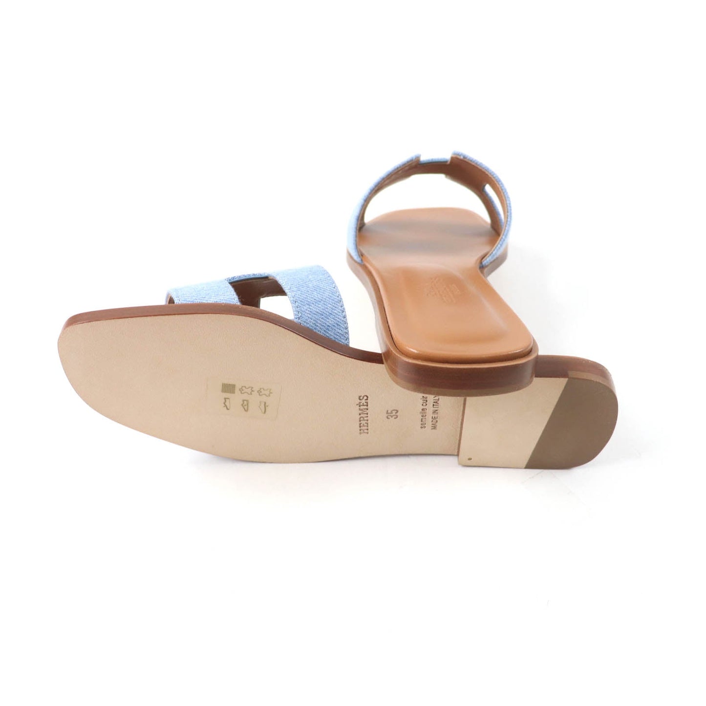 HERMES Sandals denim Indigo Oran 35