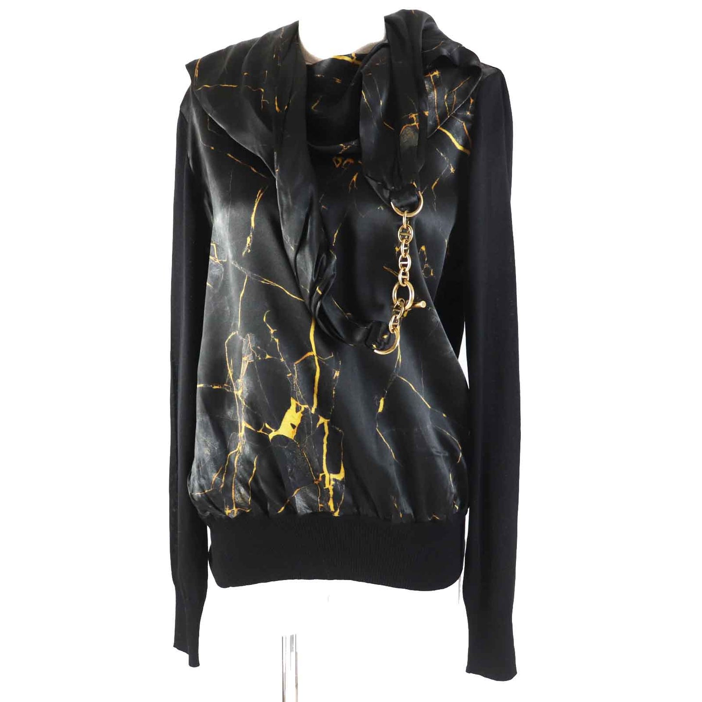 HERMES knit silk Black gold 42